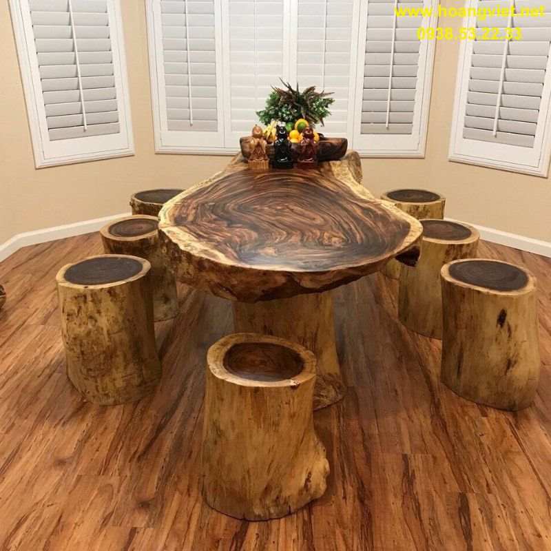 Đôn nguyên khối tròn tự nhiên kết hợp bàn trà Đôn nguyên khối tròn tự nhiên kết hợp bàn trà