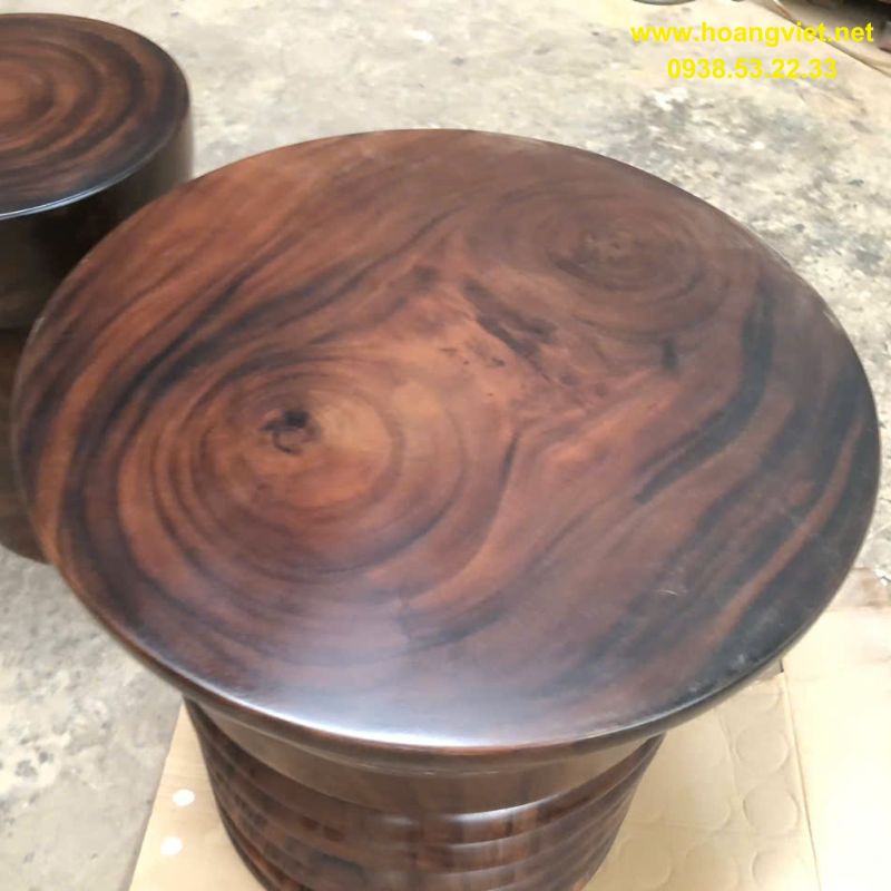 Đôn tròn gỗ me tây nguyên khối dạng lò xo Đôn tròn gỗ me tây nguyên khối dạng lò xo