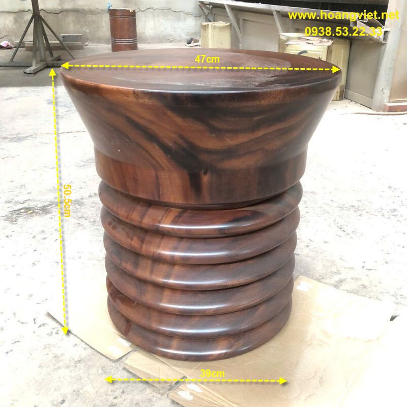 Đôn tròn gỗ me tây nguyên khối dạng lò xo Đôn tròn gỗ me tây nguyên khối dạng lò xo