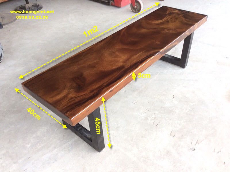 Kích thước ghế băng dài 1m2 gỗ me tây Kích thước ghế băng dài 1m2 gỗ me tây