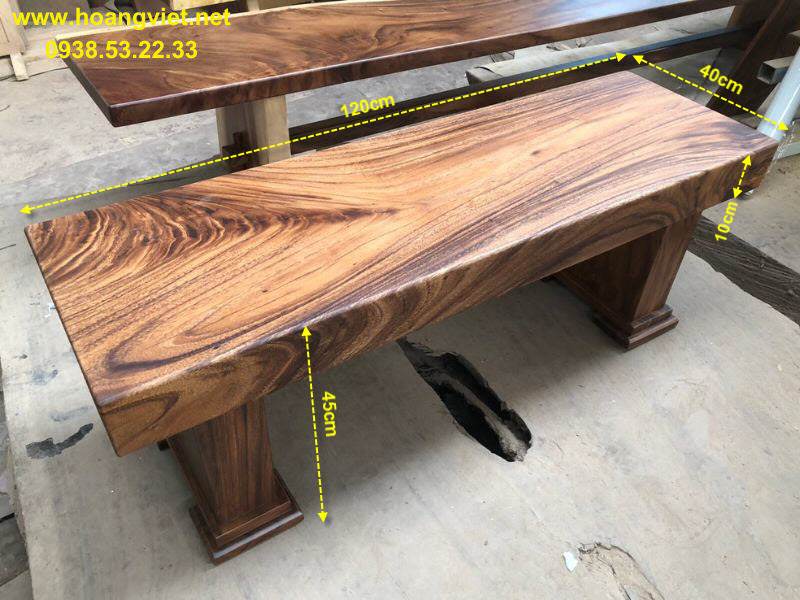 Kích thước ghế băng dài 1m2 gỗ me tây nguyên khối Kích thước ghế băng dài 1m2 gỗ me tây nguyên khối