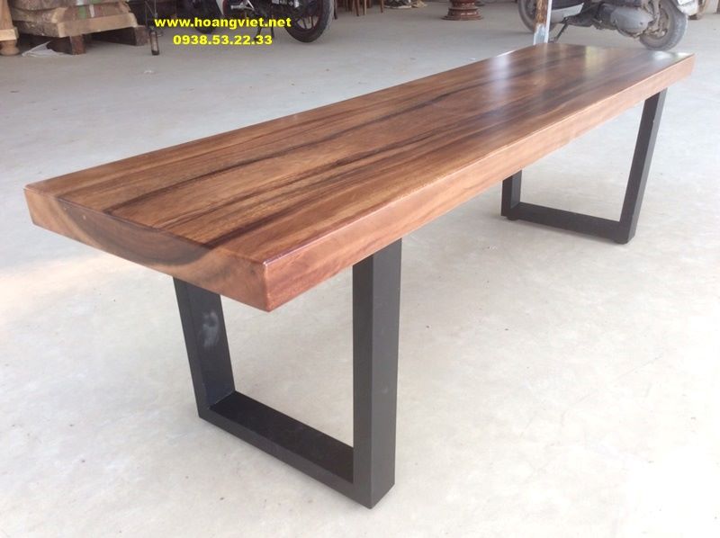 Ghế băng dài 1m4 gỗ me tây chân sắt Ghế băng dài 1m4 gỗ me tây chân sắt