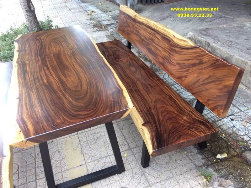Ghế băng dài có tựa lưng gỗ me tây nguyên tấm Ghế băng dài có tựa lưng gỗ me tây nguyên tấm
