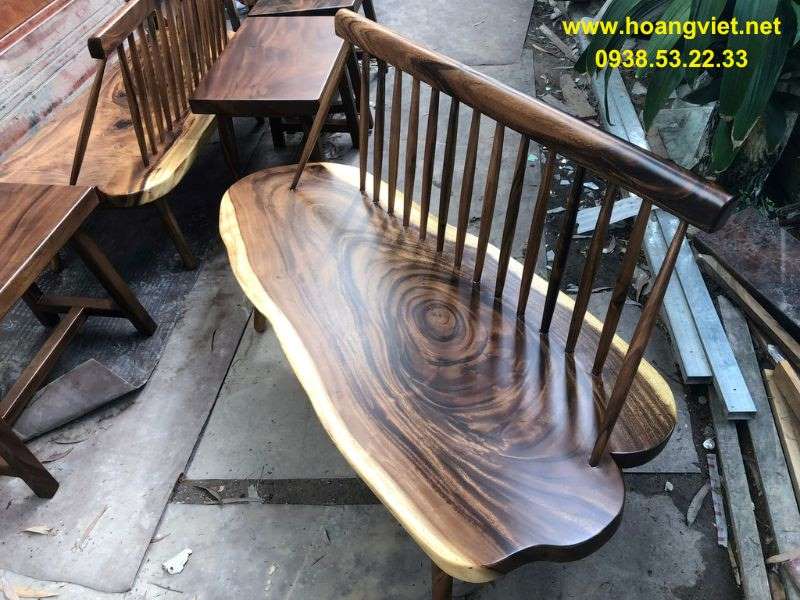 Ghế băng dài gỗ me tây có tựa lưng Ghế băng dài gỗ me tây có tựa lưng