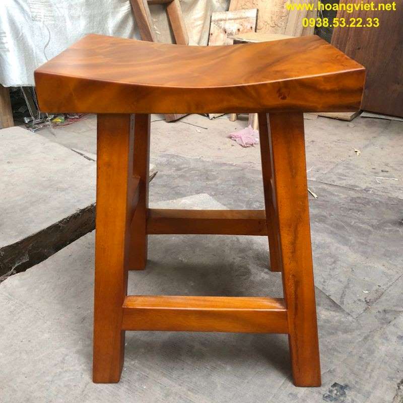 Ghế đôn gỗ me tây chữ nhật mặt lõm Ghế đôn gỗ me tây chữ nhật mặt lõm