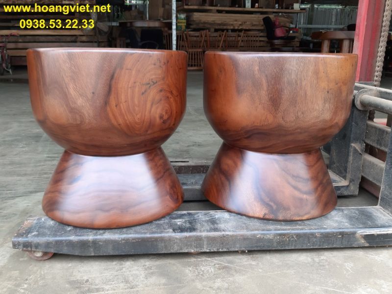 Ghế đôn tròn gỗ me tây nguyên khối Ghế đôn tròn gỗ me tây nguyên khối