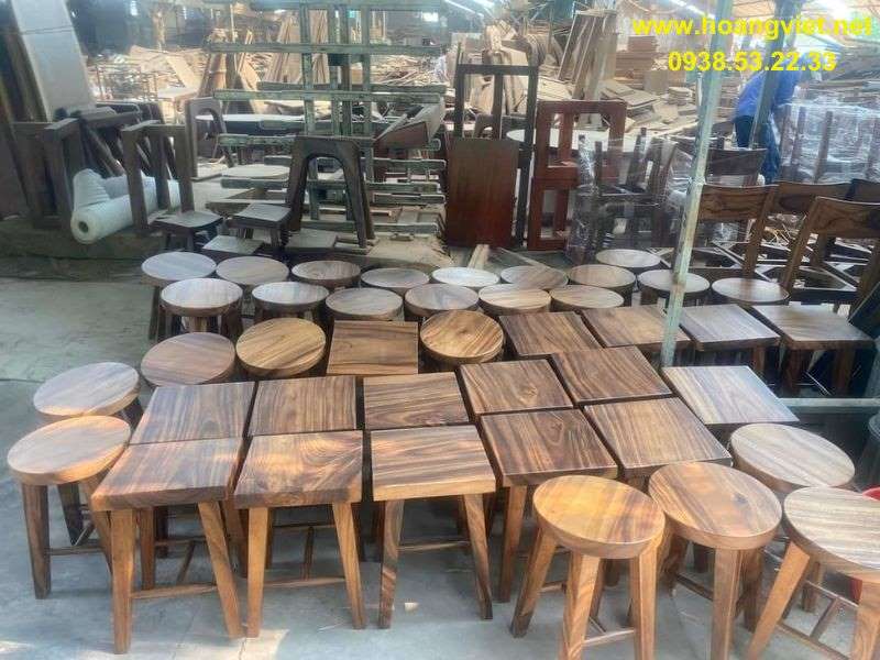 Ghế đôn tròn và vuông bằng gỗ me tây Ghế đôn tròn và vuông bằng gỗ me tây