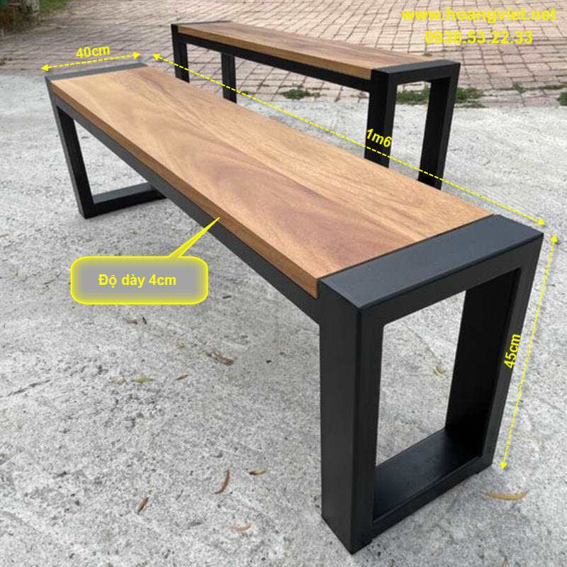 Ghế gỗ băng dài khung sắt Ghế gỗ băng dài khung sắt