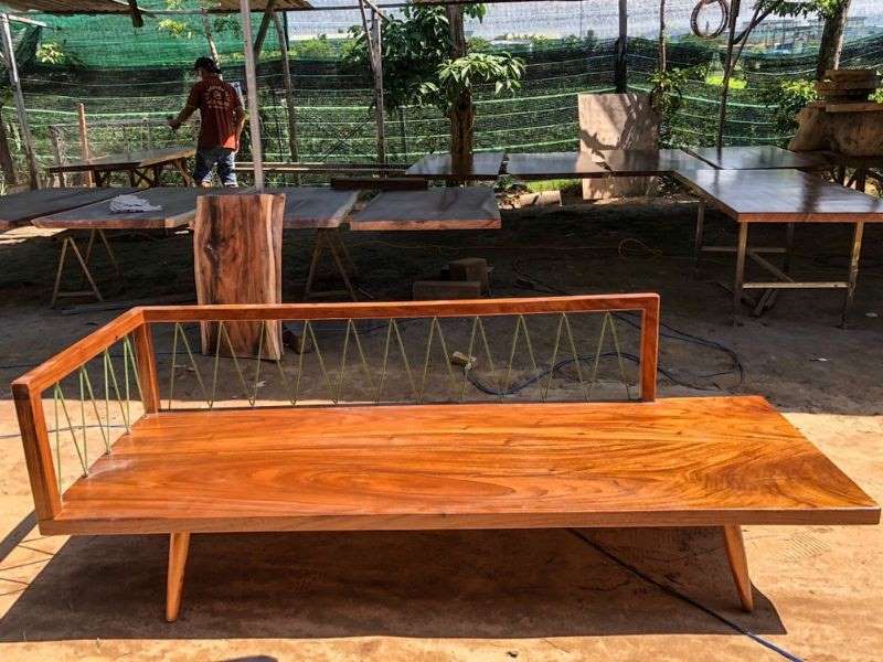 Ghế sofa băng dài gỗ me tây đẹp Ghế sofa băng dài gỗ me tây đẹp