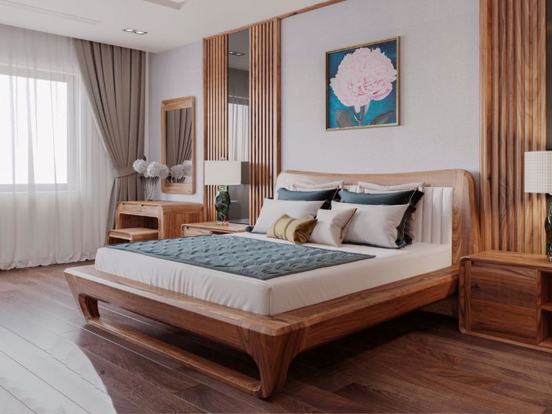 Giường gỗ có chó kiểu nhật Giường gỗ có chó kiểu nhật