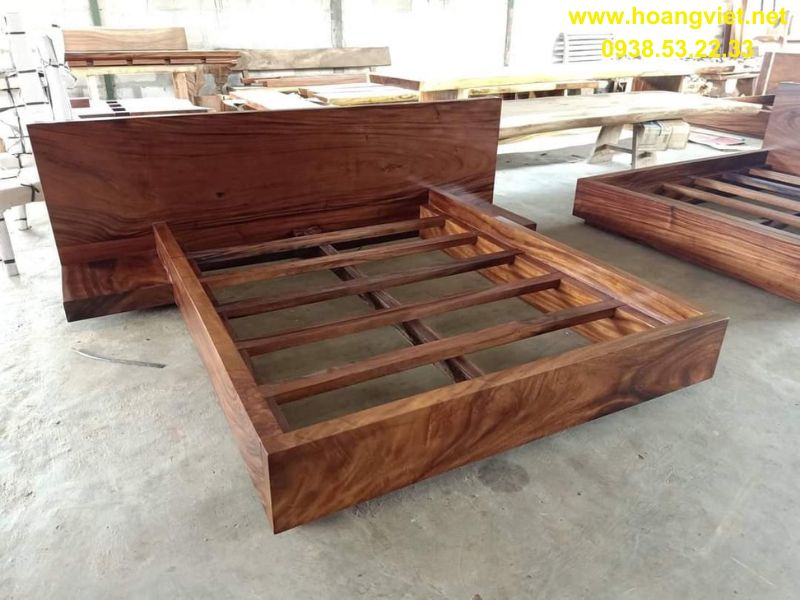 Giường ngủ gỗ me tây gắn liền tủ đầu giường Giường ngủ gỗ me tây gắn liền tủ đầu giường