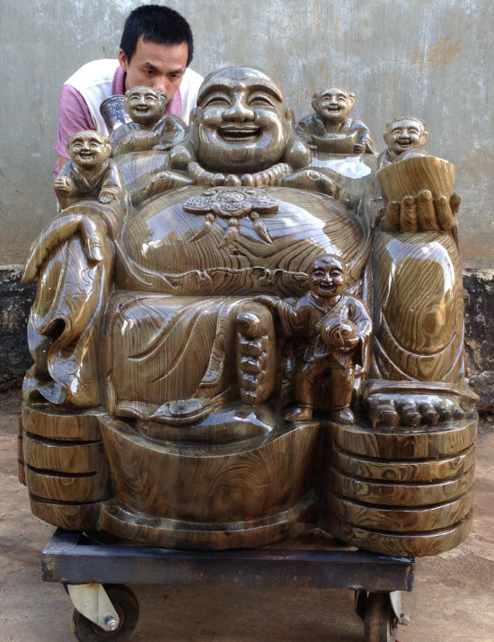 Tượng phật di lặc bằng gỗ thủy tùng Tượng phật di lặc bằng gỗ thủy tùng