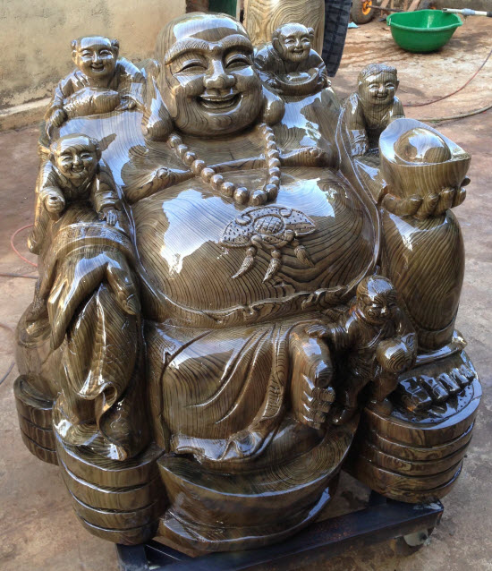 Tượng phật di lặc gỗ thủy tùng ngồi tiền Tượng phật di lặc gỗ thủy tùng ngồi tiền