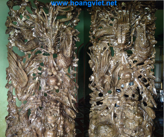 Tranh tứ linh gỗ thủy tùng cao 2.2m Tranh tứ linh gỗ thủy tùng cao 2.2m