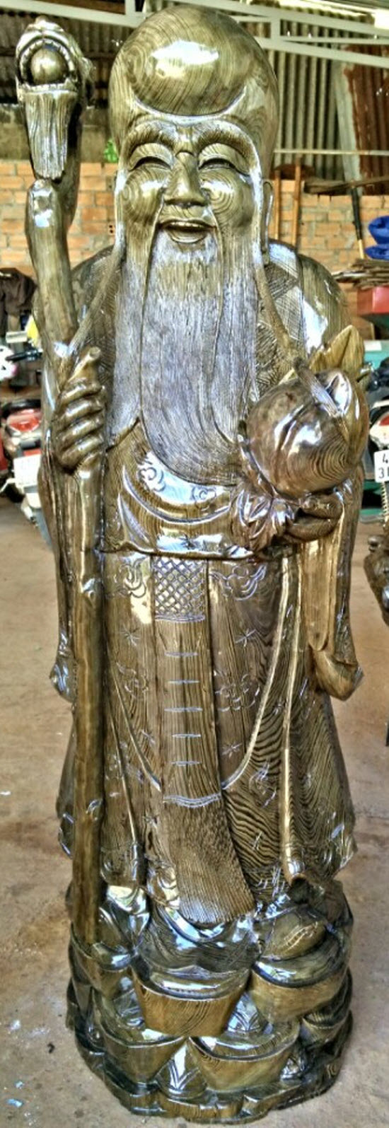 Tượng phúc lộc thọ bằng gỗ thủy tùng Tượng phúc lộc thọ bằng gỗ thủy tùng