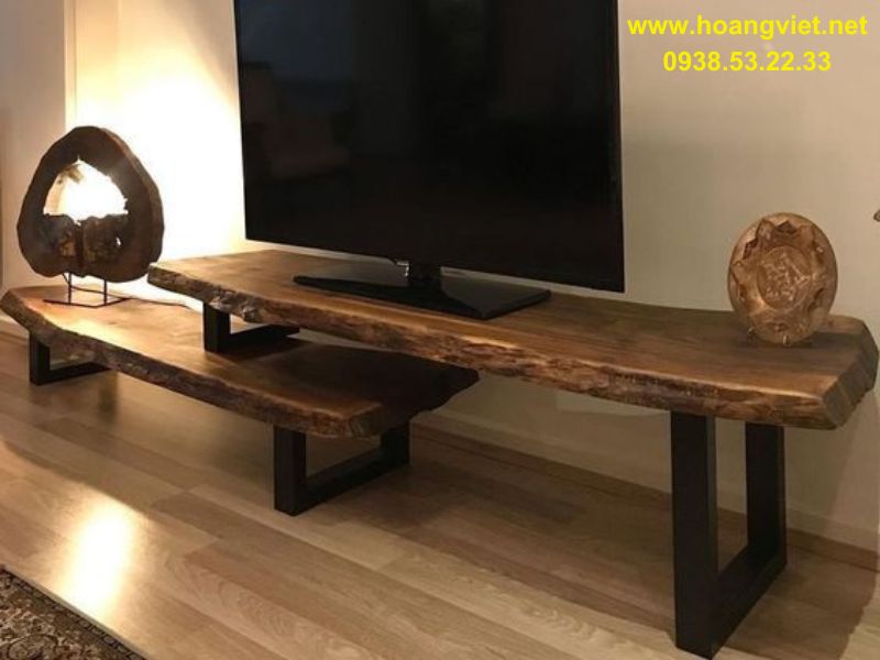 Kệ tivi gỗ tự nhiên 2 tầng lệch Kệ tivi gỗ tự nhiên 2 tầng lệch