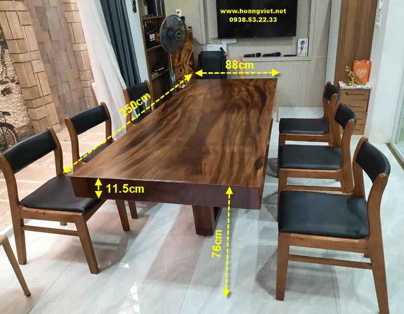 Kích thước bàn ăn gỗ me tây nguyên tấm 6 ghế Kích thước bàn ăn gỗ me tây nguyên tấm 6 ghế