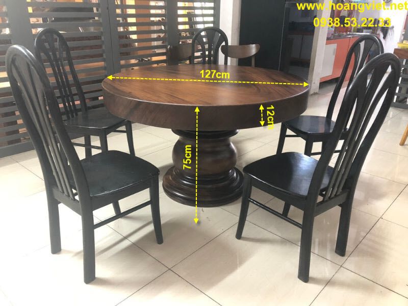 Kích thước bàn ăn tròn gỗ me tây nguyên khối Kích thước bàn ăn tròn gỗ me tây nguyên khối