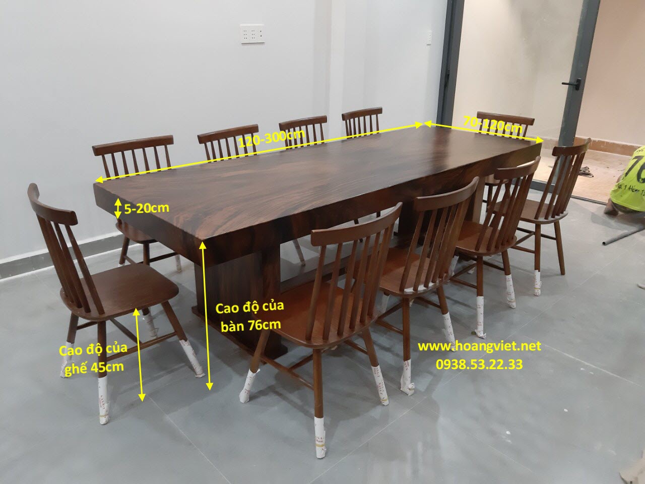 Kích thước bàn ghế gỗ nguyên khối tiêu chuẩn là bao nhiêu?