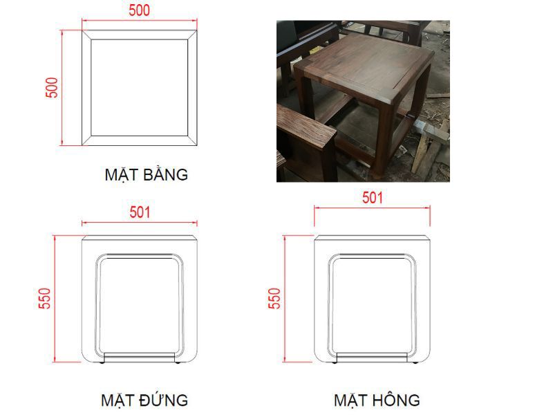 Kích thước ghế đơn không tựa lưng Kích thước ghế đôn vuông