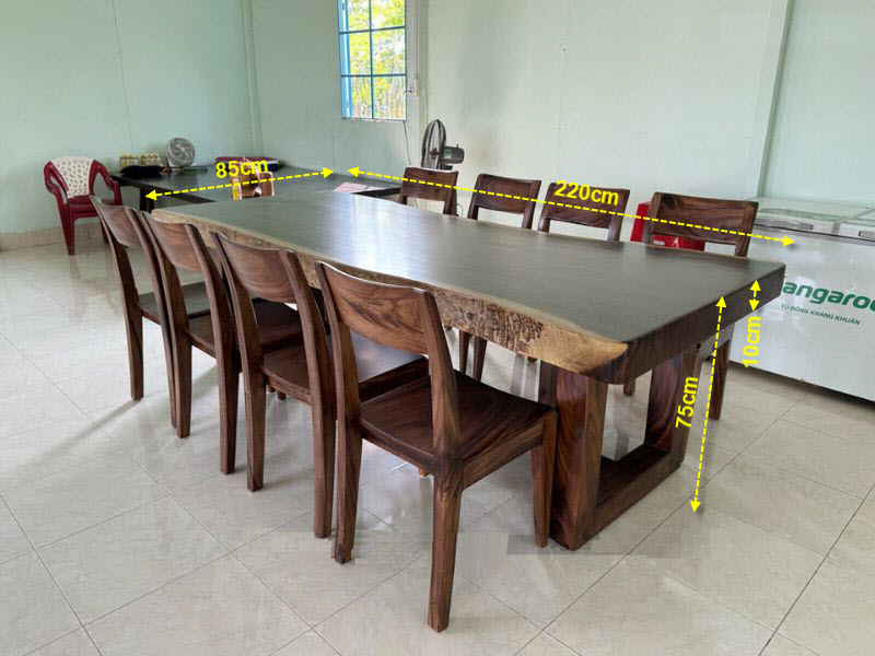 Kích thước bàn gỗ me tây nguyên khối 8 ghế. Kích thước bàn gỗ me tây nguyên khối 8 ghế.