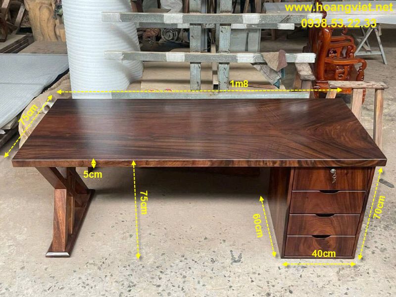 Kích thước bàn làm việc gỗ me tây dài 1m8 Kích thước bàn làm việc gỗ me tây dài 1m8