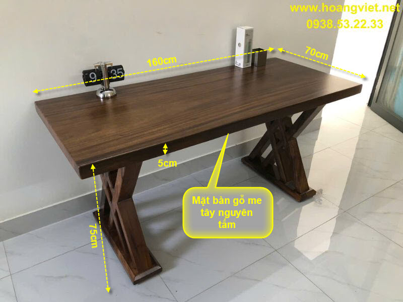 Kích thước bàn làm việc gỗ me tây dài 1m6 Kích thước bàn làm việc gỗ me tây dài 1m6