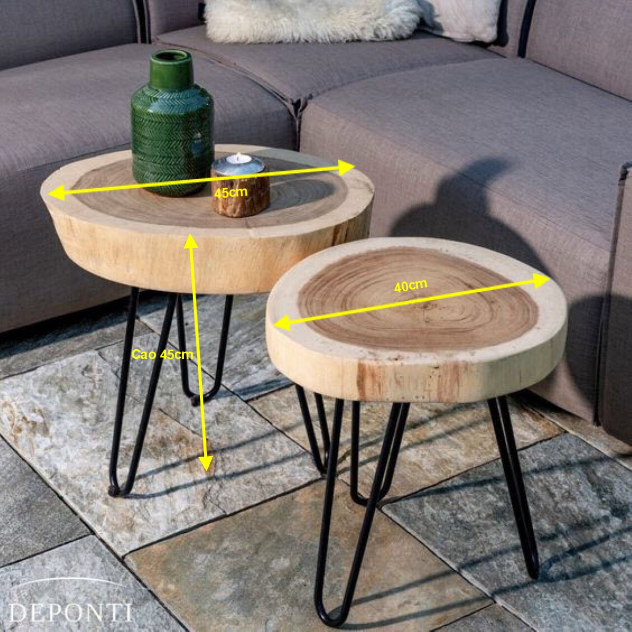 Bàn trà tròn 2 tầng cao bằng nhau bằng gỗ me tây Bàn trà tròn 2 tầng cao bằng nhau bằng gỗ me tây