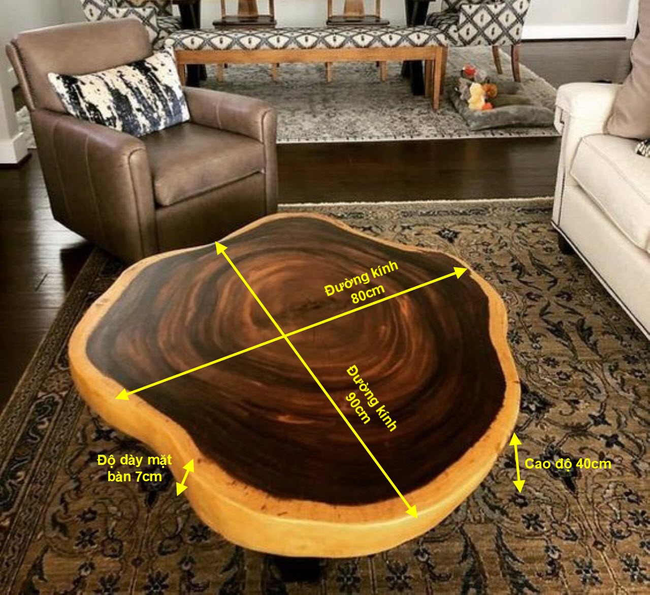 Kích thước bàn trà tròn gỗ me tây Kích thước bàn trà tròn gỗ me tây
