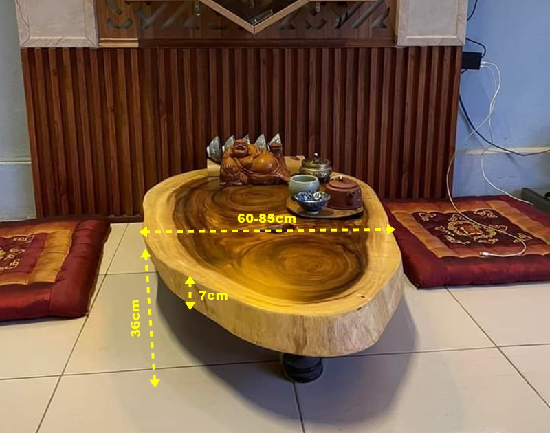 Kích thước bàn trà tròn ngồi bệt kiểu Nhật.