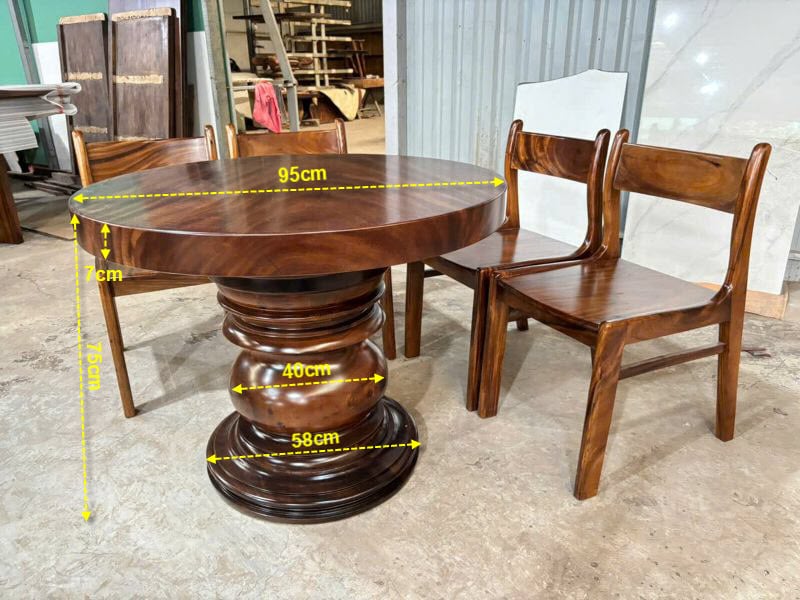 Kích thước bàn tròn 4 ghế gỗ me tây Kích thước bàn tròn 4 ghế gỗ me tây