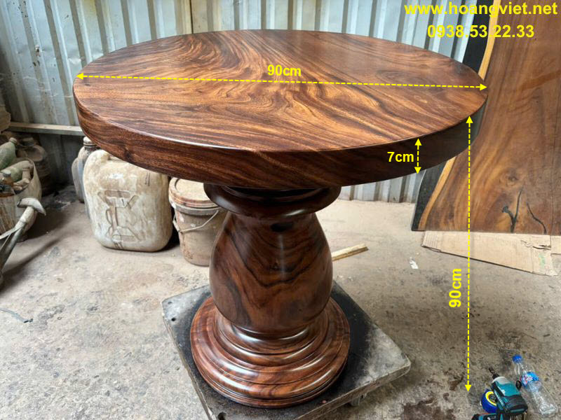 Bàn tròn trang trí gỗ me tây đặt bình hoa Bàn tròn trang trí gỗ me tây đặt bình hoa