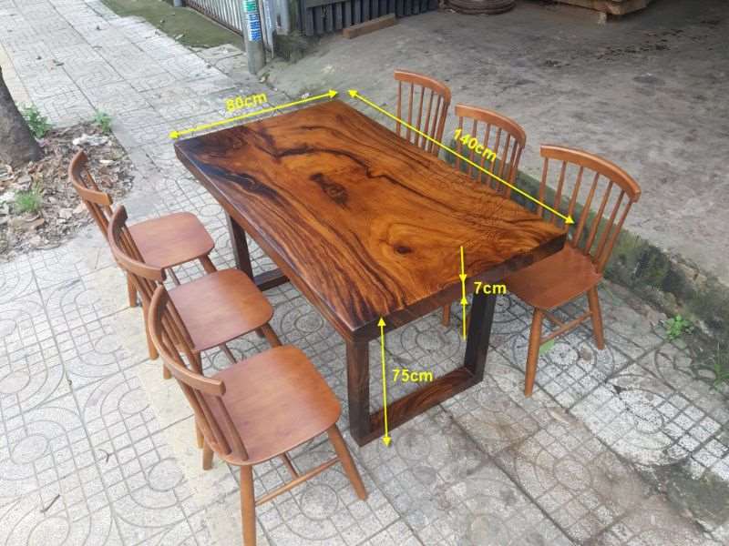 Kích thước bàn ăn 6 ghế pinnstol gỗ cao su Kích thước bàn ăn 6 ghế pinnstol gỗ cao su
