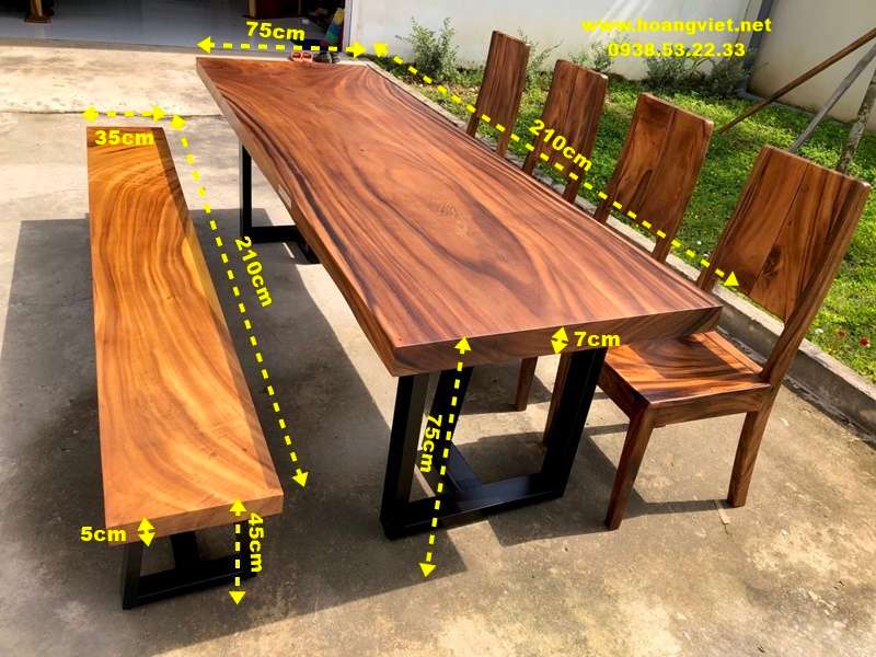 Sự tinh tế và sang trọng của bộ bàn ăn gỗ me tây Kích thươc bộ bàn ăn gỗ me tây