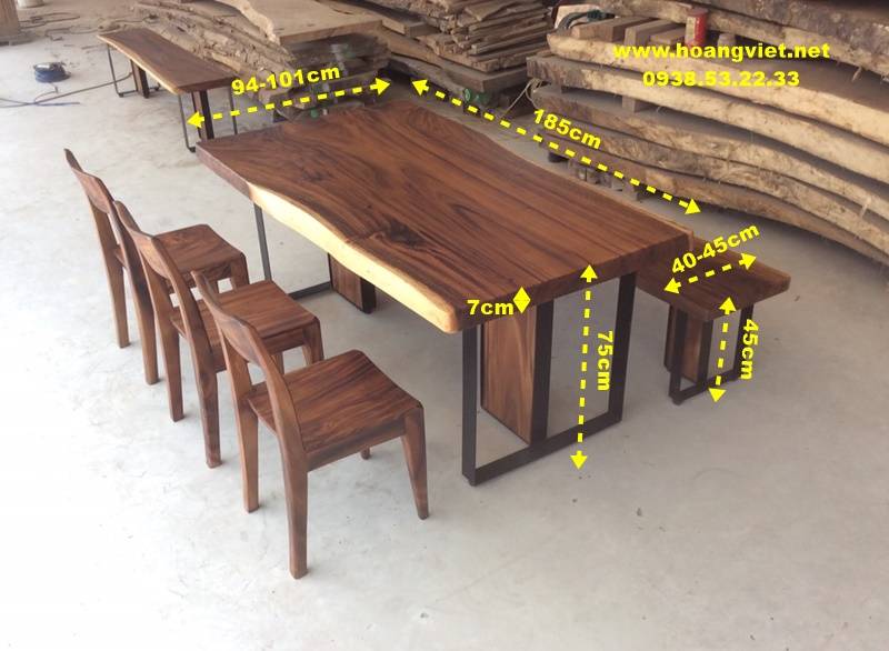 Kích thước bộ bàn ghế ăn gỗ me tây 6 người Kích thước bộ bàn ghế ăn gỗ me tây 6 người