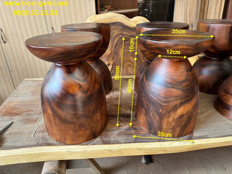 Kích thước đôn tròn gỗ me tây nguyên khối Kích thước đôn tròn gỗ me tây nguyên khối