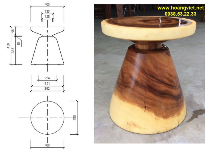 Kích thước đôn gỗ tròn nguyên khối decor Kích thước đôn gỗ tròn nguyên khối decor