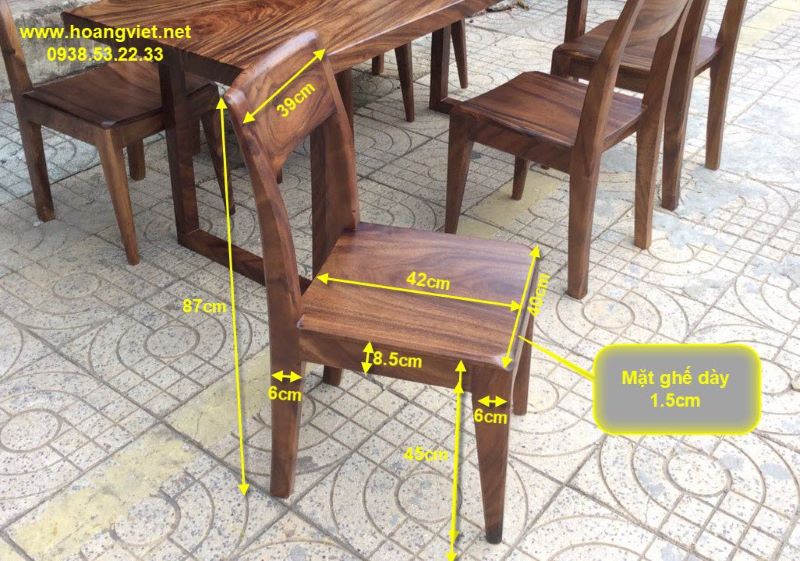 Kích thước ghế gỗ me tây  Kích thước ghế gỗ me tây