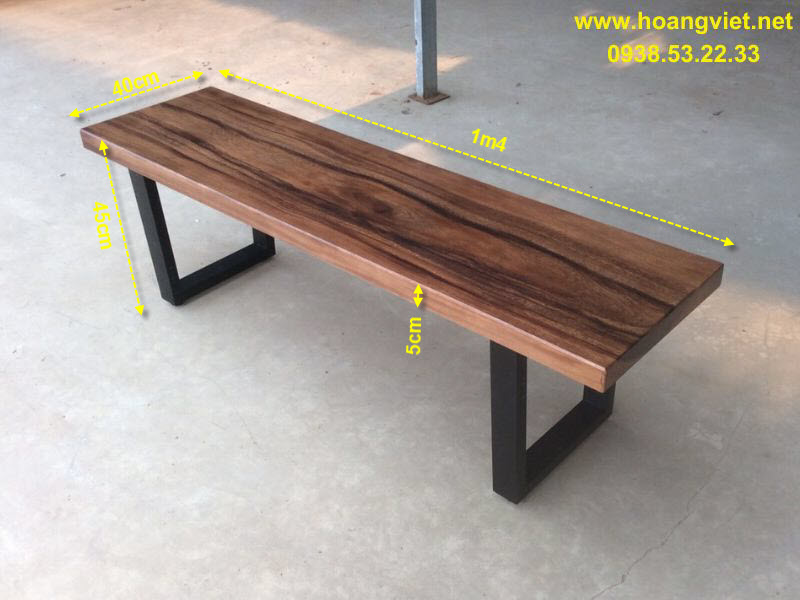 Kích thước ghế băng dài 1m4 gỗ me tây Kích thước ghế băng dài 1m4 gỗ me tây