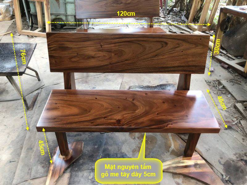 Kích thước ghế băng dài có tựa lưng và chân gỗ Kích thước ghế băng dài có tựa lưng và chân gỗ