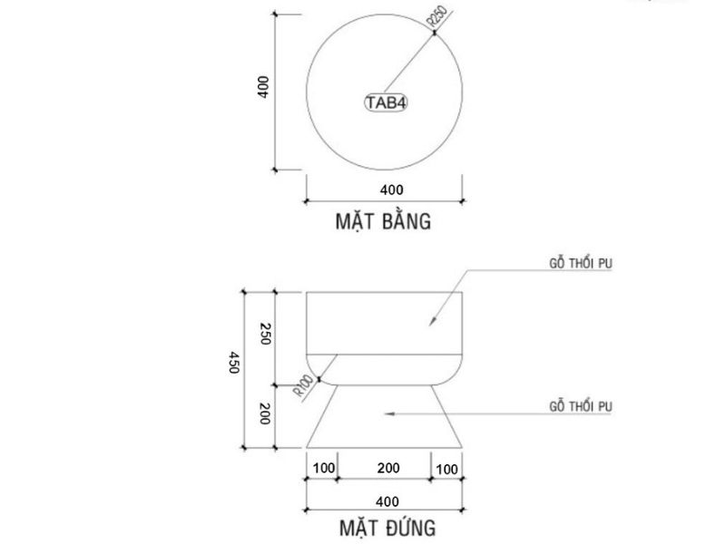 Kích thước ghế đôn tròn gỗ nguyên khối Kích thước ghế đôn tròn gỗ nguyên khối