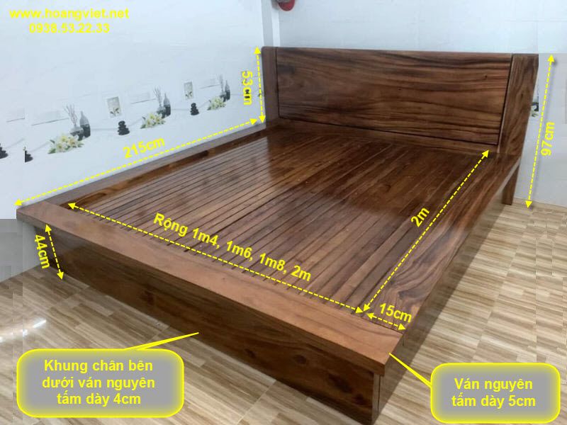 Kích thước giường ngủ gỗ me tây Kích thước giường ngủ gỗ me tây