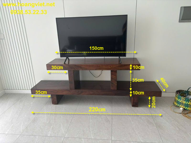 Kích thước kệ tivi gỗ me tây nguyên khối. Kích thước kệ tivi gỗ me tây nguyên khối.