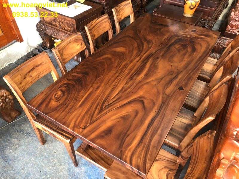 Mặt bàn ăn 8 ghế gỗ me tây ghép 2 tấm Mặt bàn ăn 8 ghế gỗ me tây ghép 2 tấm