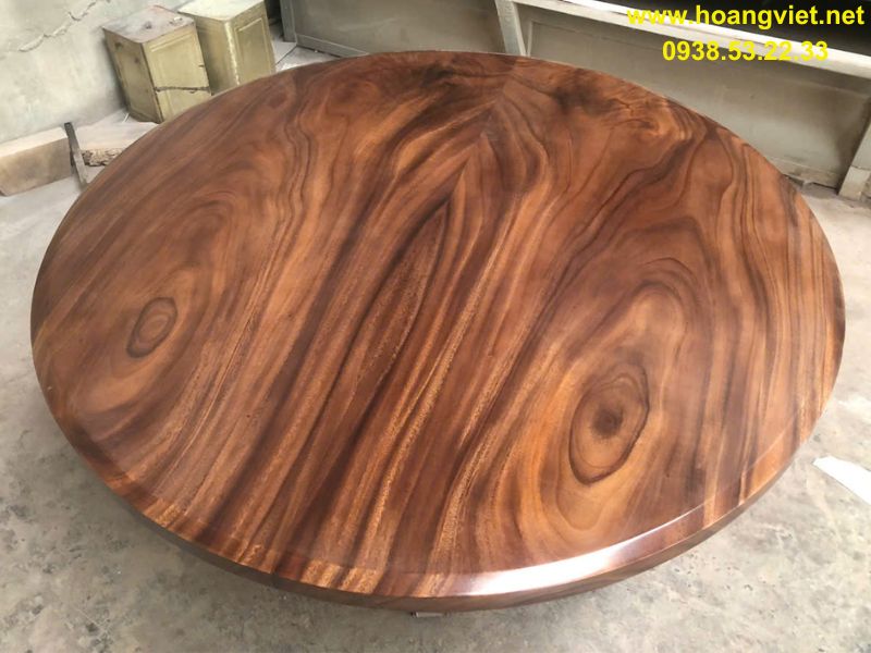 Mặt bàn ăn tròn gỗ me tây ghép 2 tấm Mặt bàn ăn tròn gỗ me tây ghép 2 tấm
