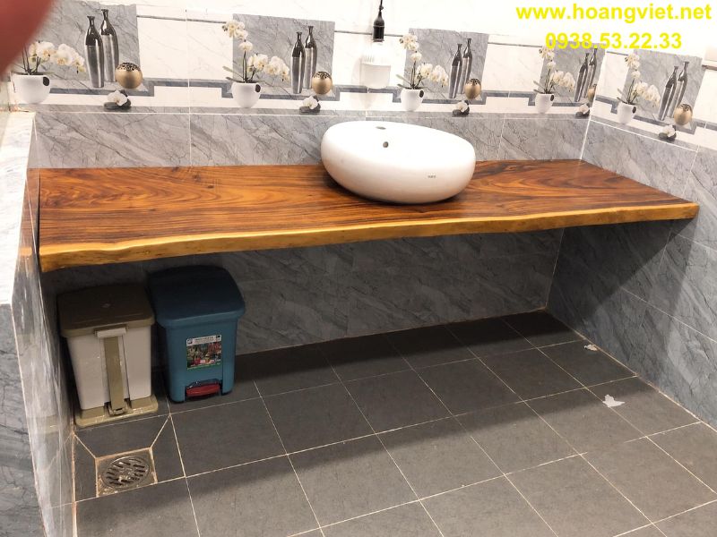 Mặt bàn dài lavabo bằng gỗ me tây Mặt bàn dài lavabo bằng gỗ me tây