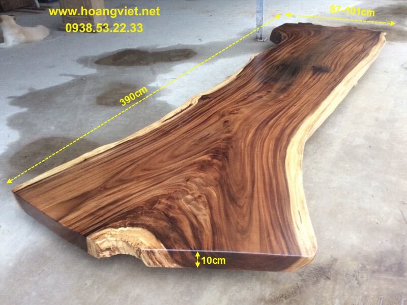 Kích thước mặt bàn gỗ me tây nguyên khối dài 3m9 Kích thước mặt bàn gỗ me tây nguyên khối dài 3m9