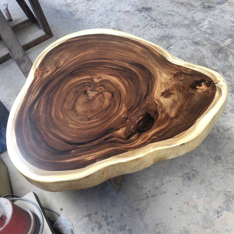 Mặt bàn trà tròn sofa gỗ me tây