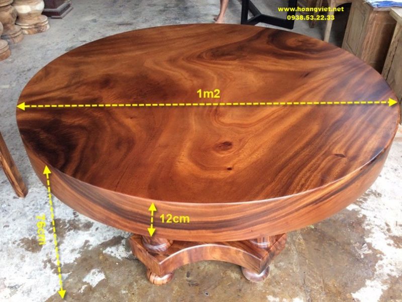 Mặt bàn tròn ăn cơm gỗ me tây nguyên khối Mặt bàn tròn ăn cơm gỗ me tây nguyên khối