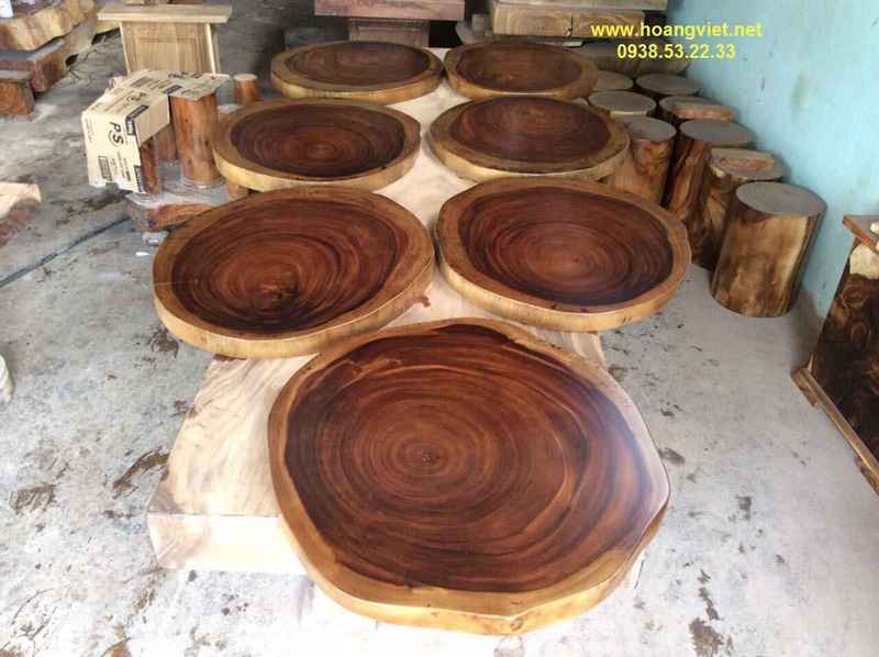 Mặt bàn cafe đường kính 55-60cm dày 5cm bằng gỗ me tây Mặt bàn cafe đường kính 55-60cm dày 5cm bằng gỗ me tây